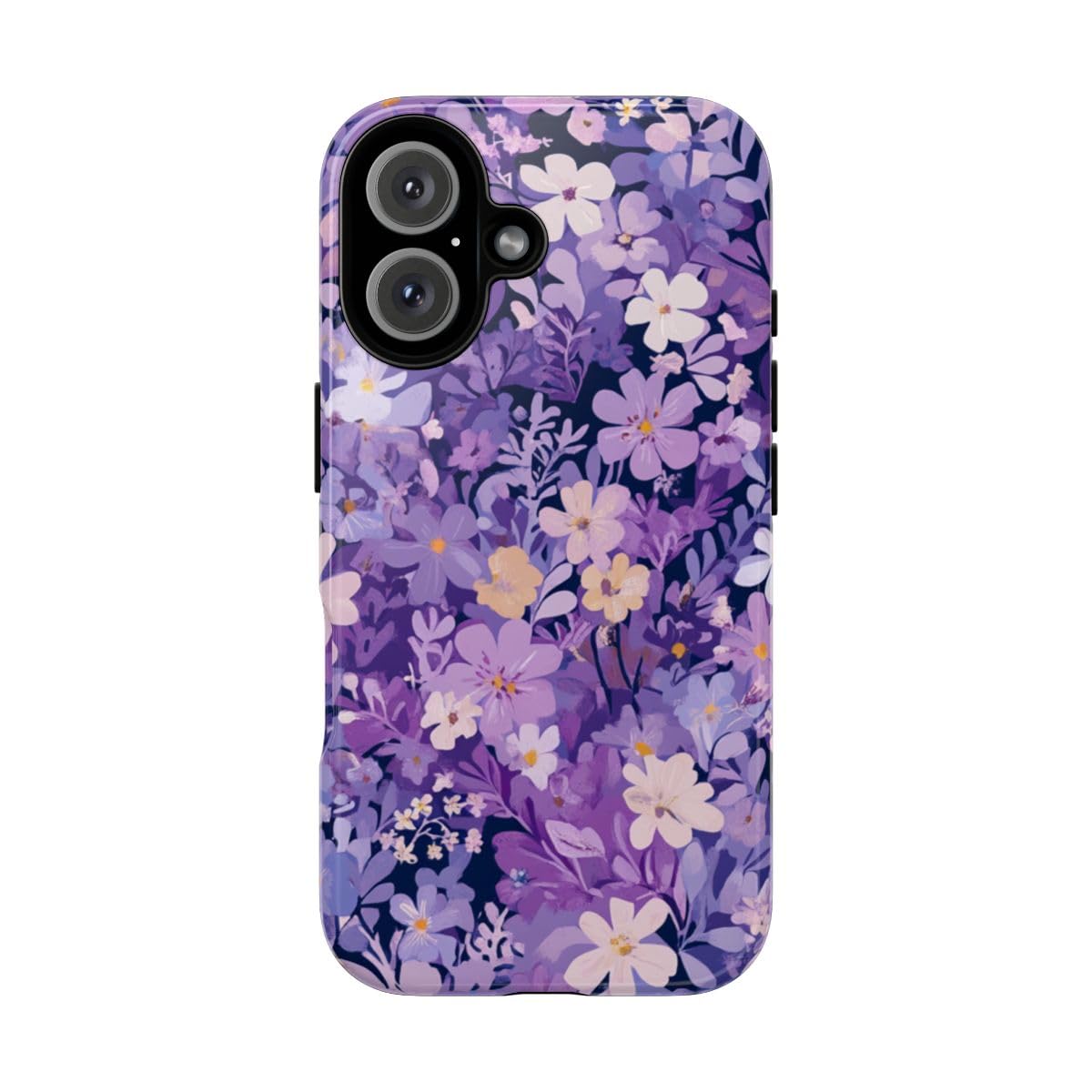 Coque iPhone 16 motif floral violet brillante pour briser la monotonie