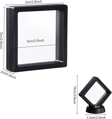 Miniatura 2 de Uceoo - Marco flotante 3D negro, paquete de 10 unidades de 2.75 x 2.75 x 0.8 pulgadas2.756 x 2.756 x 0.787 in, exhibición flotante con 10 bases para