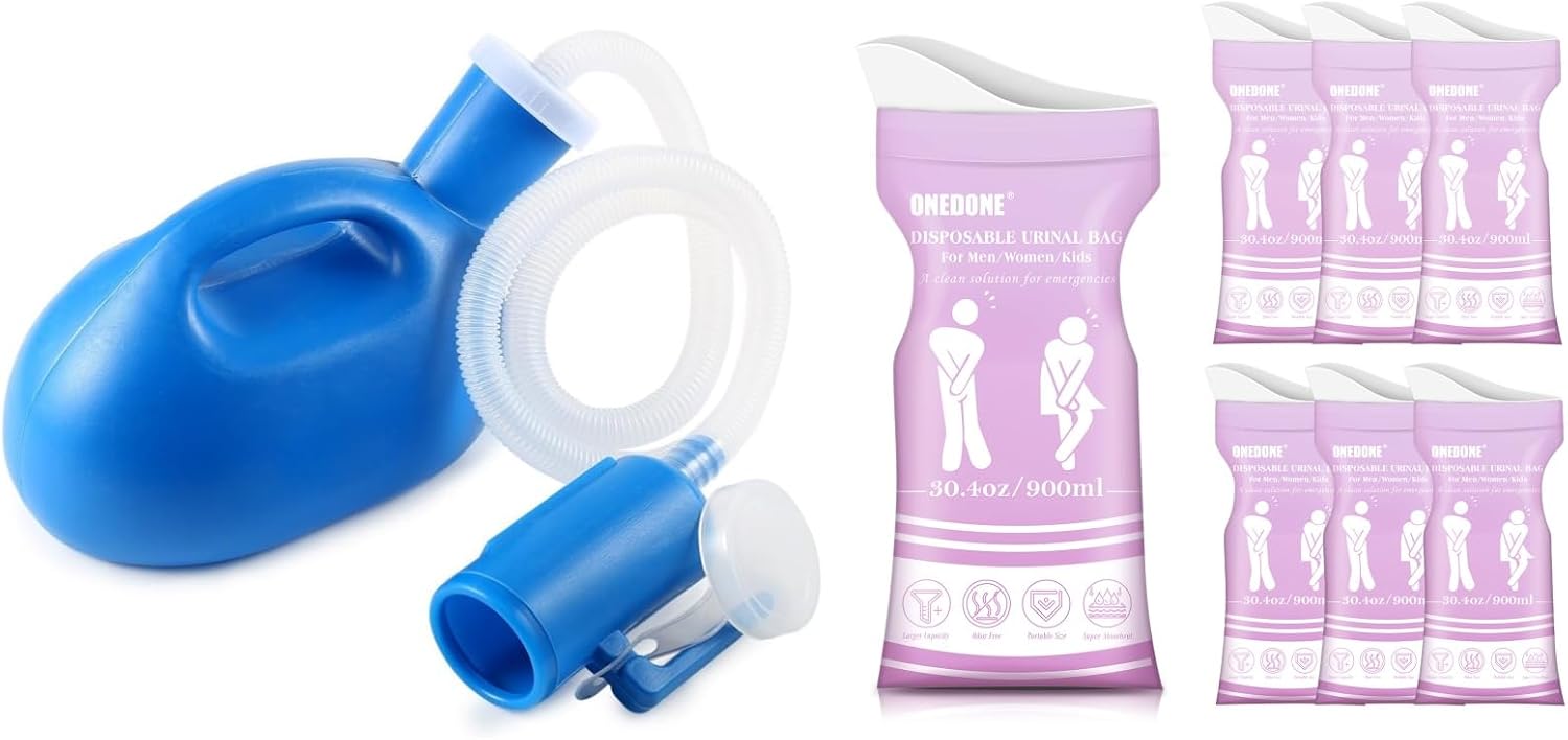 Orinal portátil para hombres y bolsas de orina desechables 6 pzas