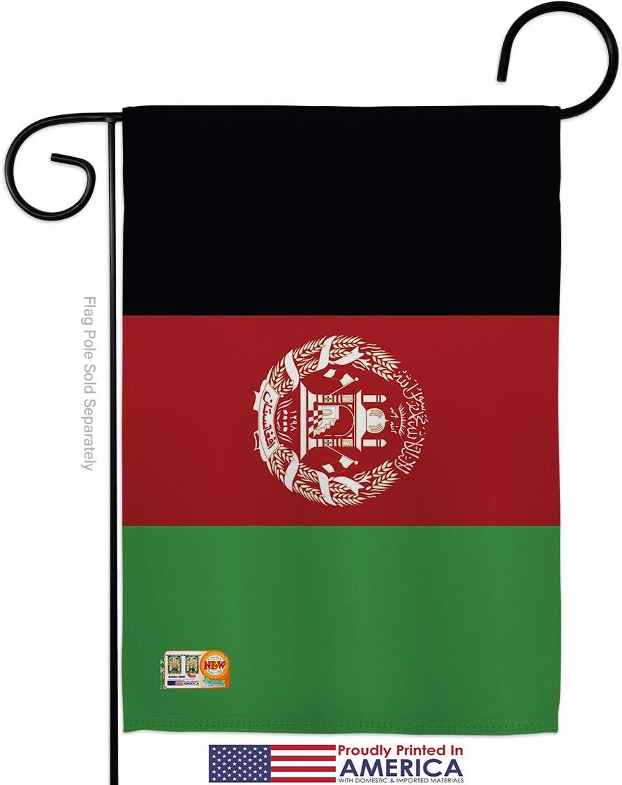 Afghanistan Garden Flag Set with Stand Regional Nationality Nation International World Country Particular Area Small Decorative Gift Yard House Banner Made In USA 13 X 18.5
