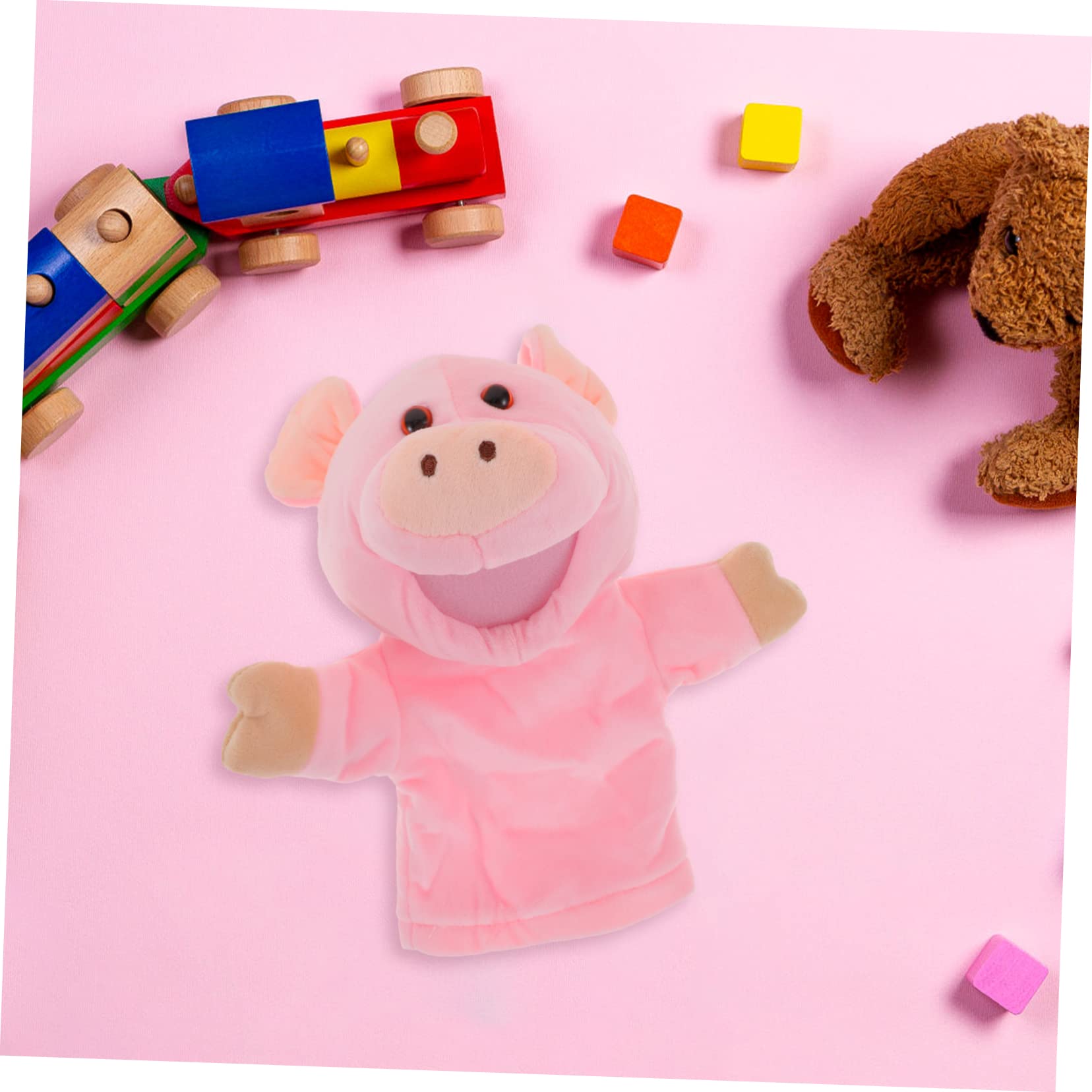 Marioneta de Mano de Cerdo de Peluche Rosa Juguete Educativo Felpa y Algodón PP Lavable para Niños Juegos de rol y Cuentos Antes de Dormir