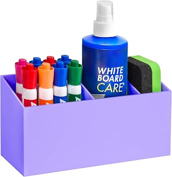 Magnetic Dry Erase Marker Holder for Whiteboard, Fridge Classroom | Acrylic Magnet Pen Holder for Office, Refrigerator, Whiteboard Maker Holder for Teacher, Locker Organizer Accessories-Purple