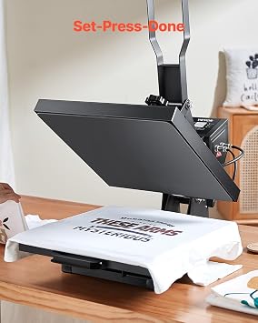 VEVOR Heat Press, 15 x 15 inch Heat Press Machine for T-Shirts, Fast and Even Heating, Easy to Use, High Pressure for Digital Industrial-Quality Sublimation Printer for Transfer Vinyl, T-Shirt, Black