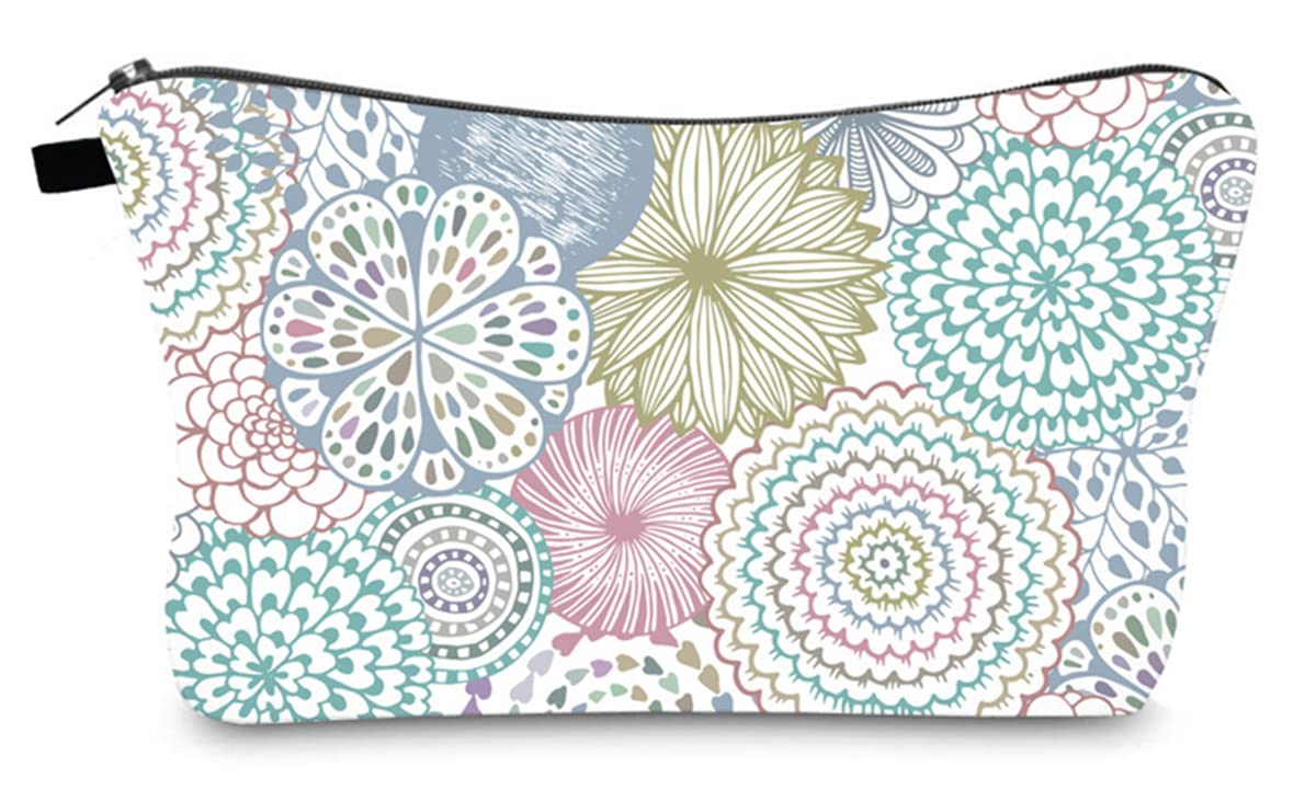 FAVORTALK Toiletry Bags for Women Portable Travel Cosmetic Bag for Women Beauty Zipper Makeup Organiser Bag with Beautiful Flowers Datura Pattern Washable Waterproof Makeup Bag B1087