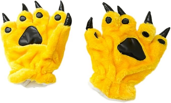 Amazon Co Jp ビグッド Bigood 可愛い 着ぐるみ グッズ グローブ 手袋 もこもこ 怪獣の爪 アニマル手袋 大人用 グローブ 秋冬 防寒 暖かい コスプレ レディース メンズ イエロー