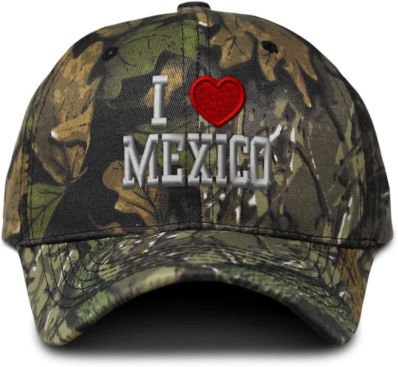 Camo Baseball Cap I Love Mexico I Love Cotton Hunting Dad Hats for Men & Women Forest Tree Green