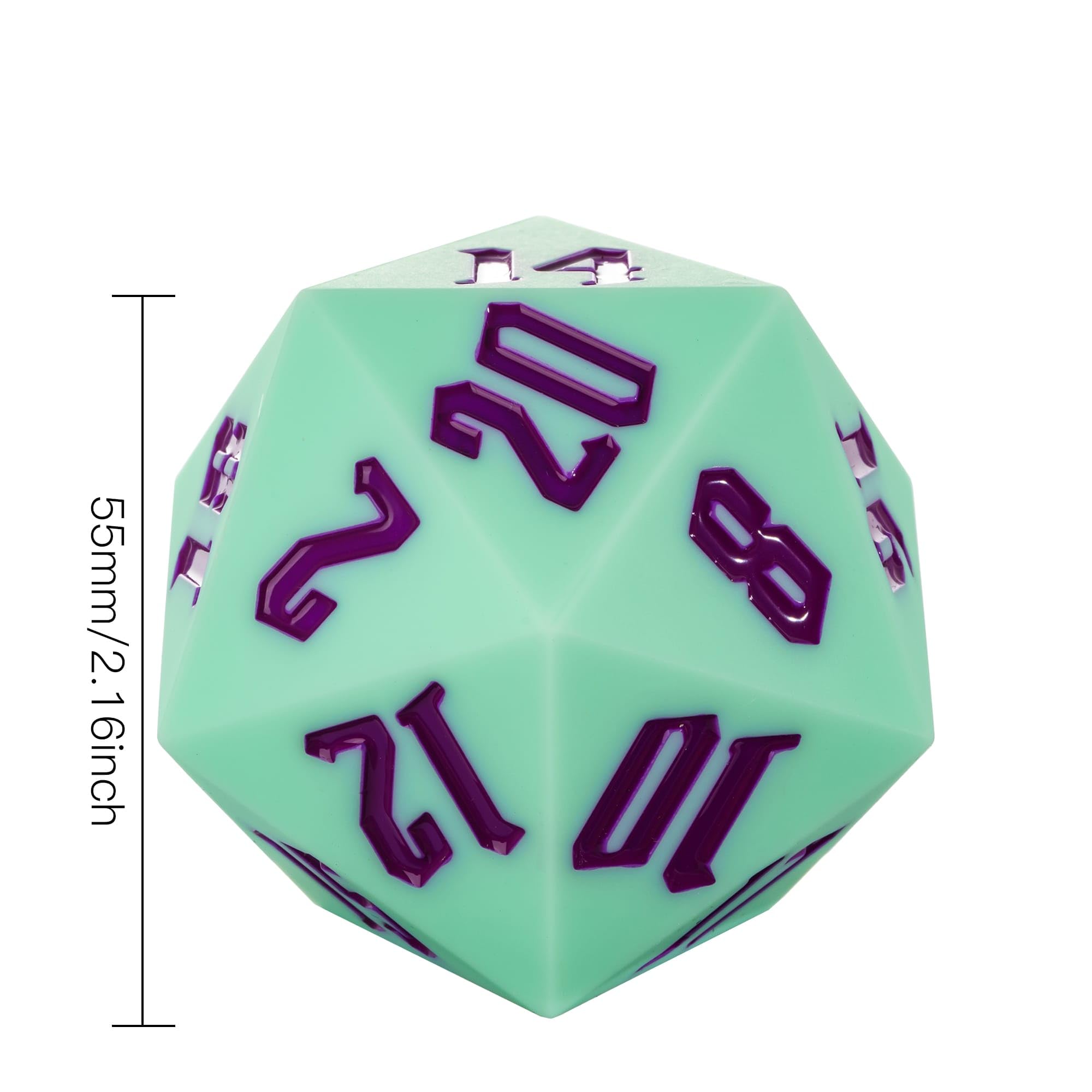 Dados D20 de silicona de 55 mm, dados grandes D20 individuales de 20 caras, dados poliédricos gigantes D20 con caja de regalo para Dungeons and Dragons RPG, bar, pub, club, fiesta, aula