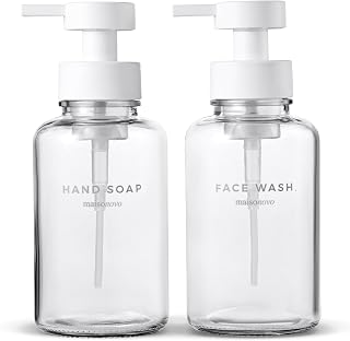 MaisoNovo Glass Foaming Hand Soap Dispenser | 14 Oz Clear, Set of 2