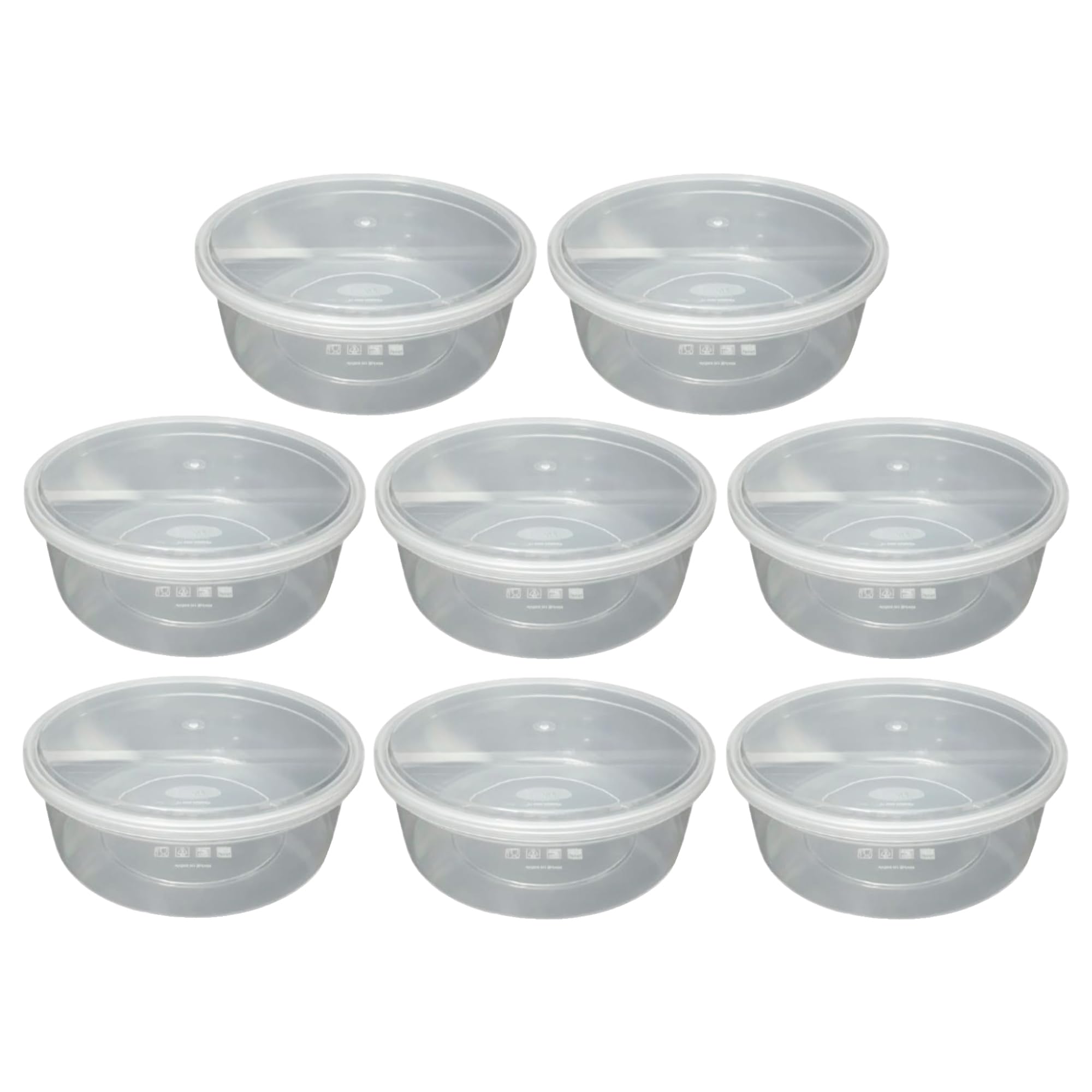 M1ss Transparent Pack Of 8 2500Ml Clear Round Plastic Containers With Secure Seal Lids Storage Containers Perfect For Food Meal Prep & 3D Filament Spools Storage, Bpa-Free Microwave, Freezer Safe