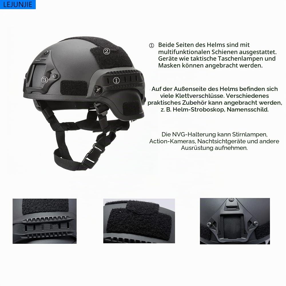 Mich Tactical Helm mit Abnehmbarer Gesichtsmaske Goggles für Airsoft, Paintball und Jagd - perfekt für Outdoor-Aktivitäten