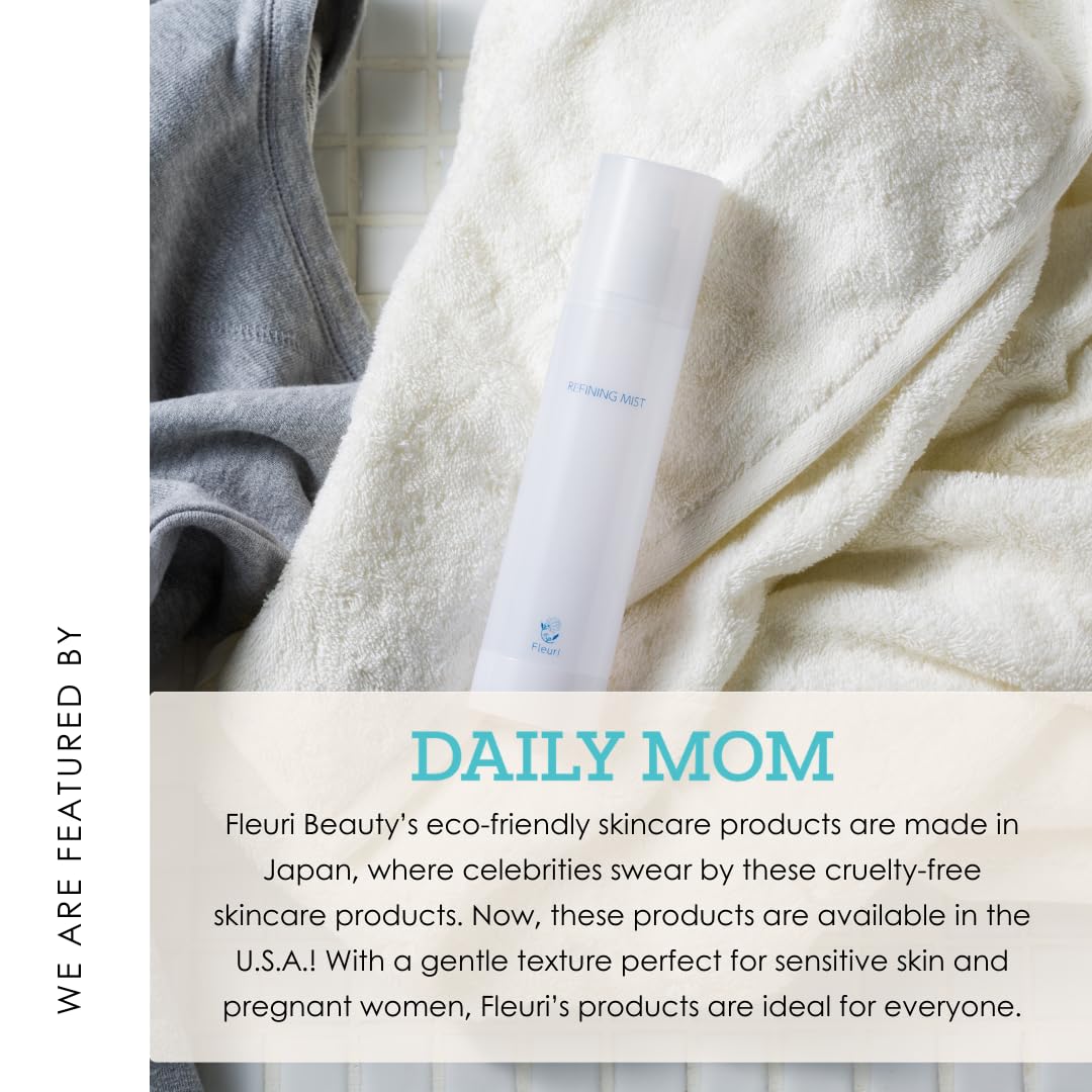 Fleuri - Refining Mist - Daily Face Skin Moisturizer, Skincare Mist, Soothing Calming Facial Mist for Sensitive Skin, Made in Japan, 5.1 fl oz, 150ml
