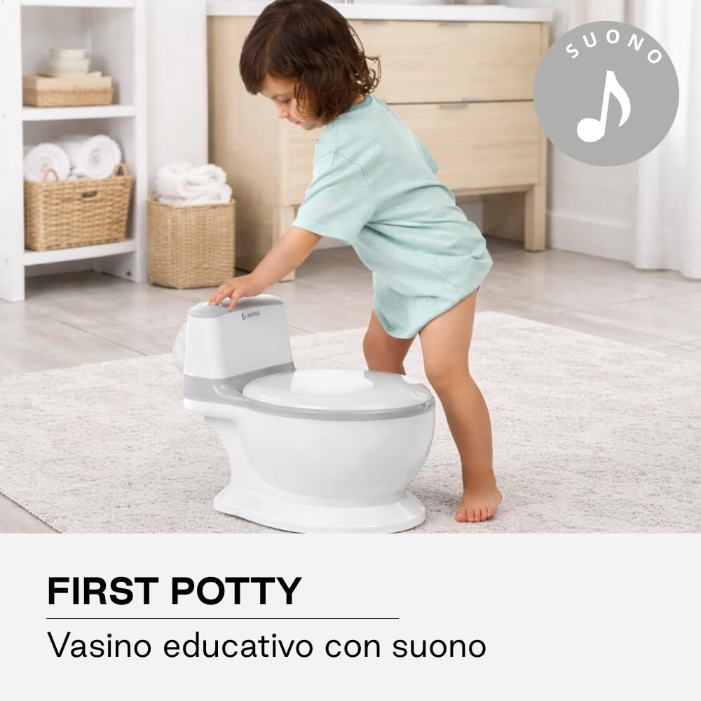 Jané First Potty Vasino Educativo con Suono Scarico, Antiscivolo, Contenitore Estraibile Antischizzo, Facile Pulizia