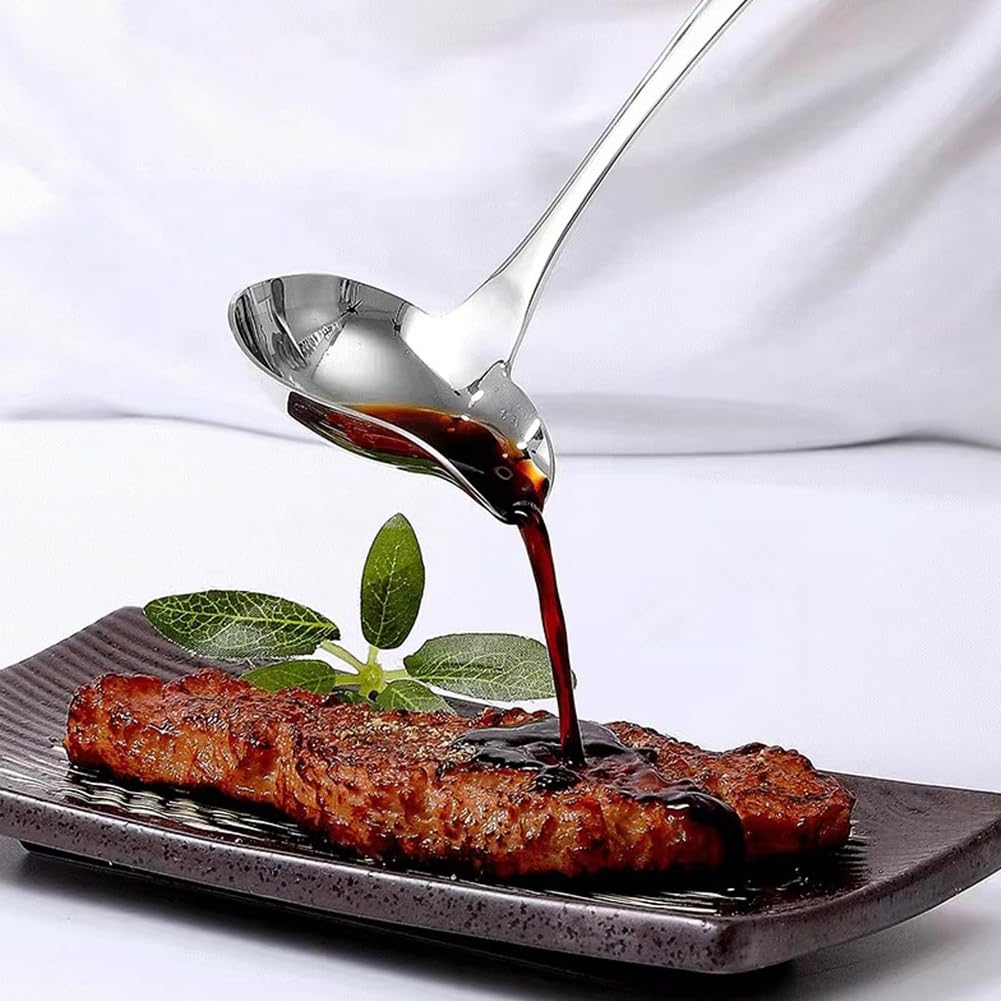 2 Cucharones PequeñOs para Salsa, Cucharones para Salsa, Cucharones para Salsa con Vertedor, Mini Cucharones de Acero Inoxidable, Aptos para Lavavajillas