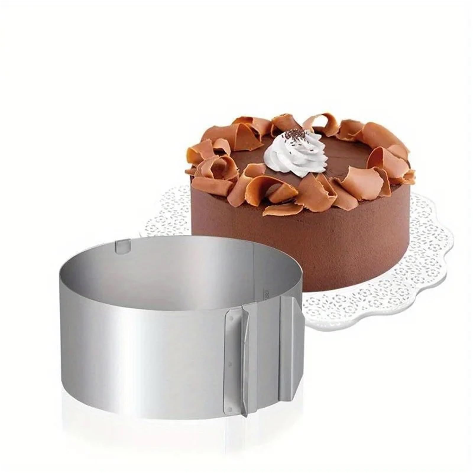 Anillo Para Tarta 2 uds molde de anillo redondo ajustable for pastel, anillo retráctil for pastel de Mousse, anillo circular de acero inoxidable for hornear, herramientas for pasteles Anillo Redondo