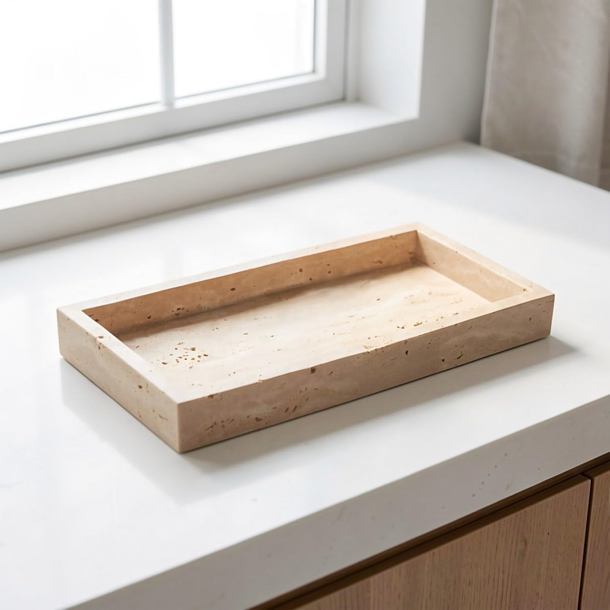 Alipis Bandeja Rectangular de Mármol Natural para Baño, 9, 8x4, 7 Pulgadas