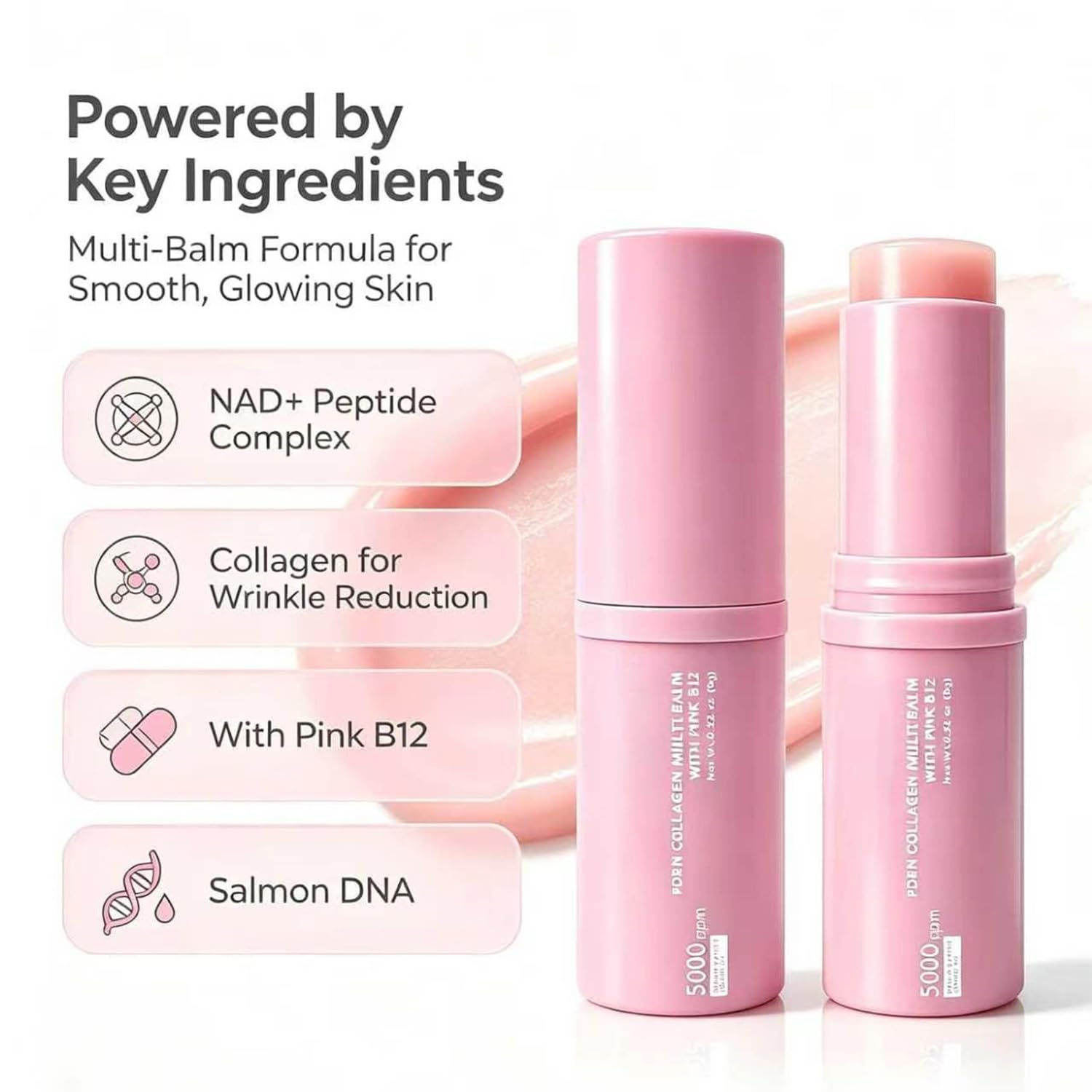 Eye Balm Stick 2 Pack, Collagen Multi Balm with Pink B12