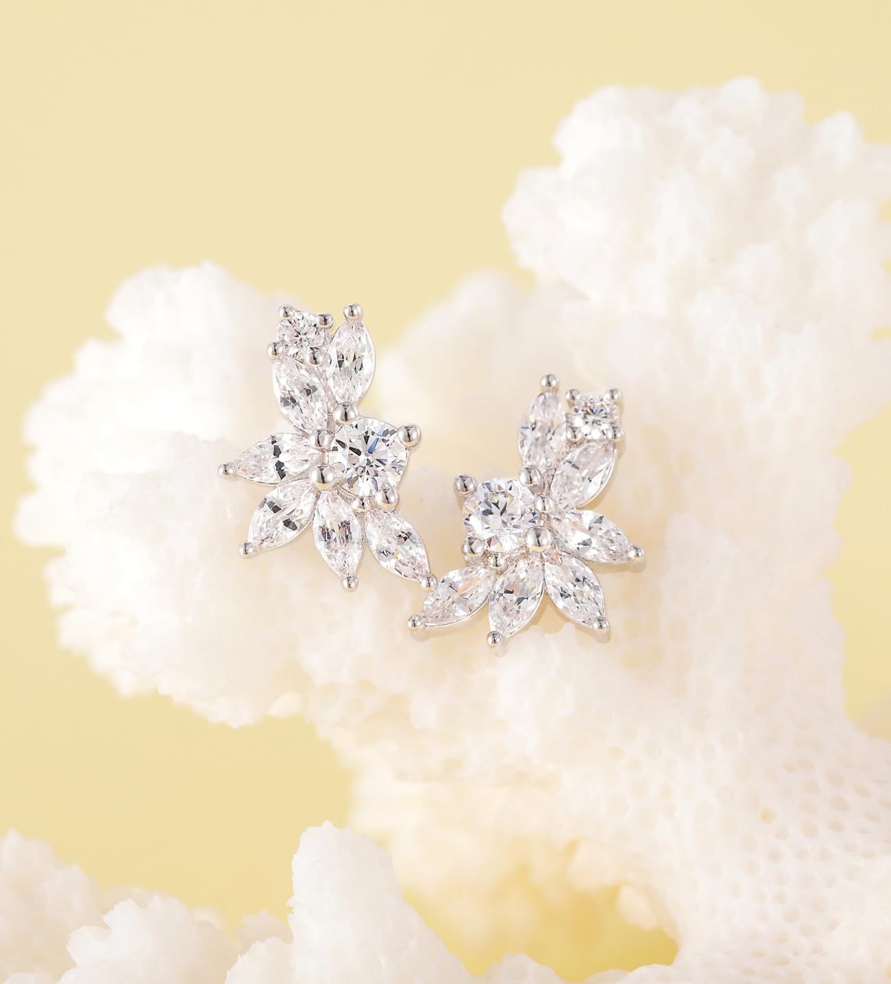 TIGRADE Stud Earrings Marquise and Round Cubic Zirconia Rhinestone Cluster Earrings 925 Sterling Silver Post Hypoallergenic for Women, Brides, Bridesmaid - Image 6