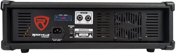 Rockville RPM45BT 1800W 4-Channel Powered Mixer/Amplifier, Bluetooth, EQ | 1800W Peak / 450W RMS, Echo/Delay Effects, USB Playback, Phantom Power, 4 XLR Inputs, Remote, Wood Cabinet, AUX Input