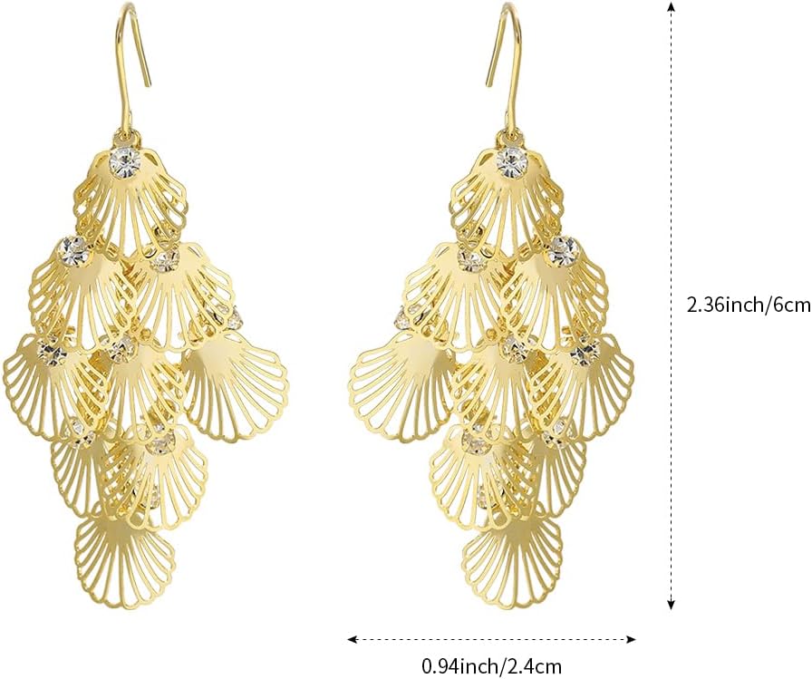 Round Disc Cluster Dangle Drop Earrings for Women Gold Silver Plated Bohemian Exaggerated Polished Circle Geometric Chandelier Tassel Lightweight Earrings for Wedding Bride Prom Party Jewelry Gifts - Image 7