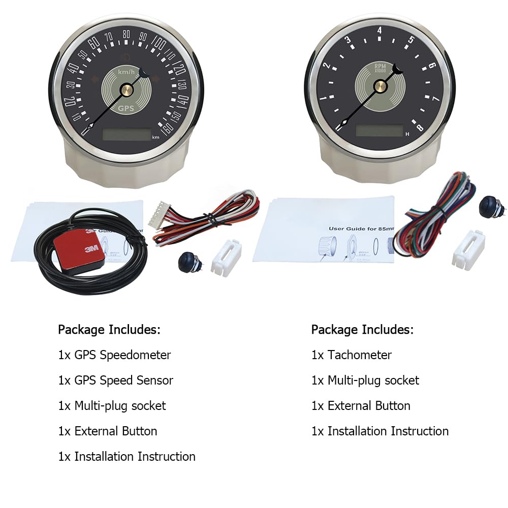 ELING Compteur De Kilomètres GPS 110mm 0-200 KM/H Pour Bateaux Et Voitures 12V/24V