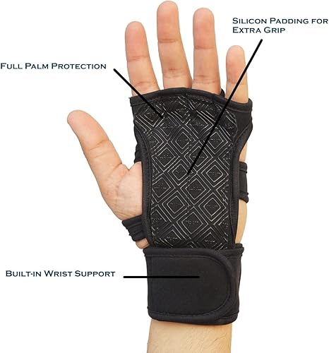 Miniatura 5 de Guantes de entrenamiento para levantamiento de pesas, guantes de gimnasio para hombres y mujeres, soporte de muñeca acolchado, agarre ajustable y