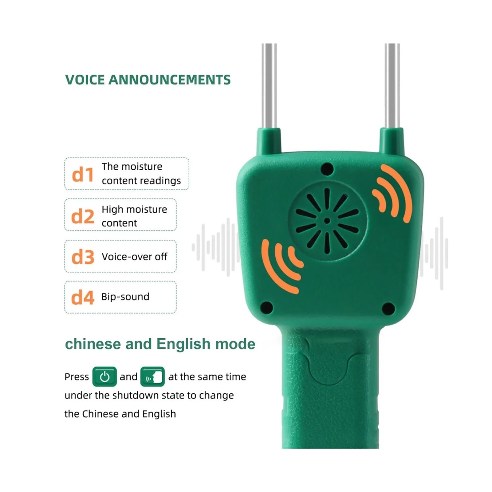 Heu Feuchtigkeit Meter Weizen Soja Getreide Feuchtigkeit Tester LCD Display Mit Stimme Broadcast