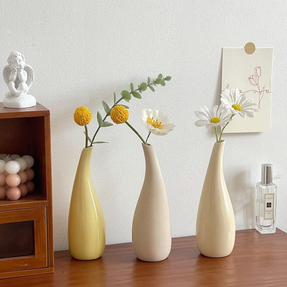 Small White Ceramic Bud Vase Mini Bud Vase Small Flower Vase Vintage Decorative Floral Vase for Home Decor Centerpieces Wedding Party Decorations - Image 8