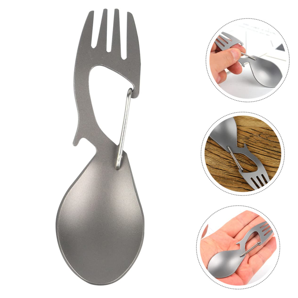 BESTonZON 5 Stück Multifunktionales Titangeschirr Rucksackreisen Utensil tragbar Besteck falten Camping-Spork Multifunktionale Campinggabel Multifunktions-Spork Spork Camping