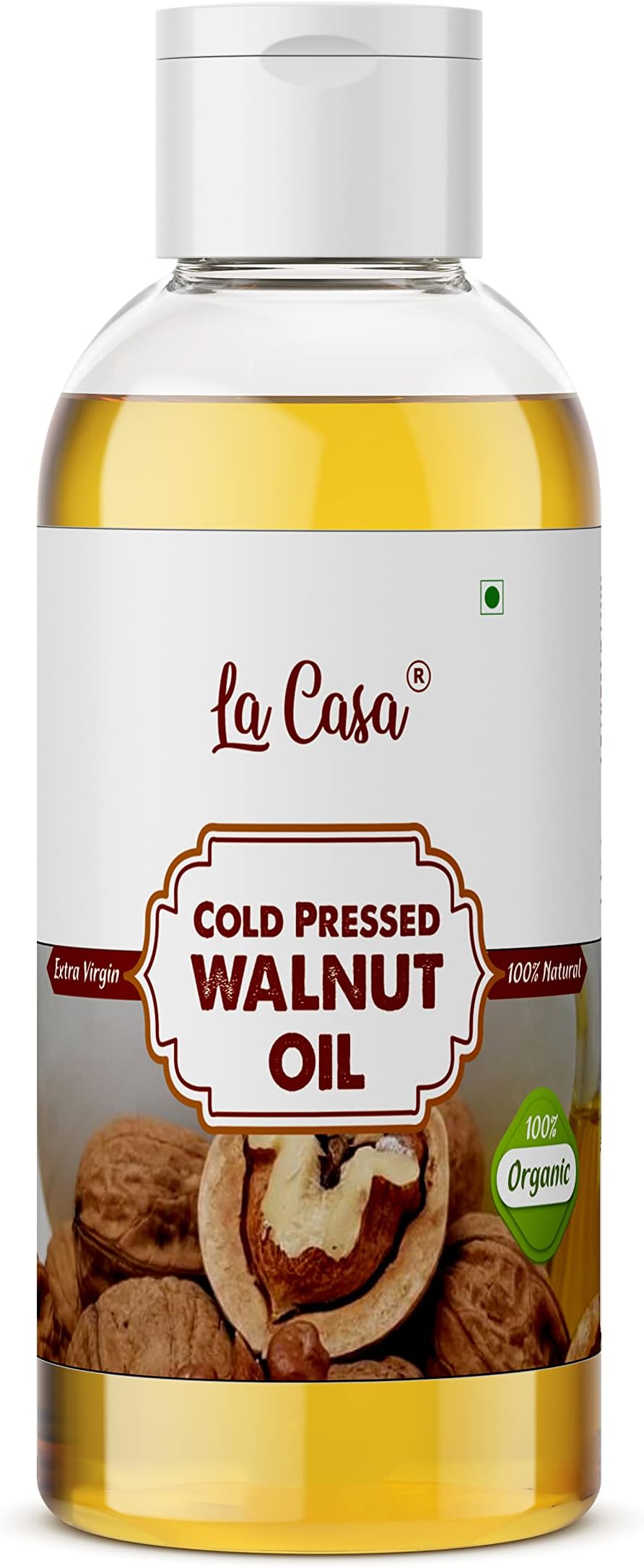 La Casa Cold Pressed Walnut Oil | For Hair Skin & Thyroid Massage | Edible | 100% Pure and Virgin Grade | 200ml |