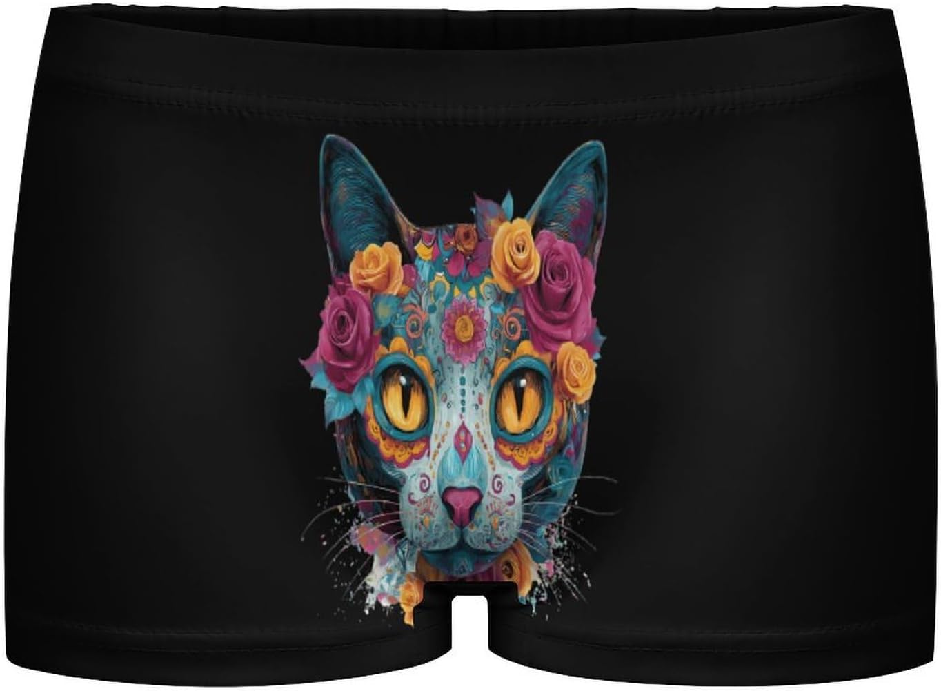 The Day of Dead Skull Cats Funny Women's Boxer Briefs Breathable Underpants Trunks Stretch Underwear