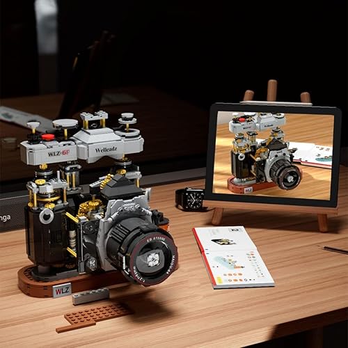 Miniatura 4 de Cámara de bloques de construcción, 1027 piezas WLZ-6F retro, modelo coleccionable de estilo antiguo, cámara retro para construir, juego de ladrillos