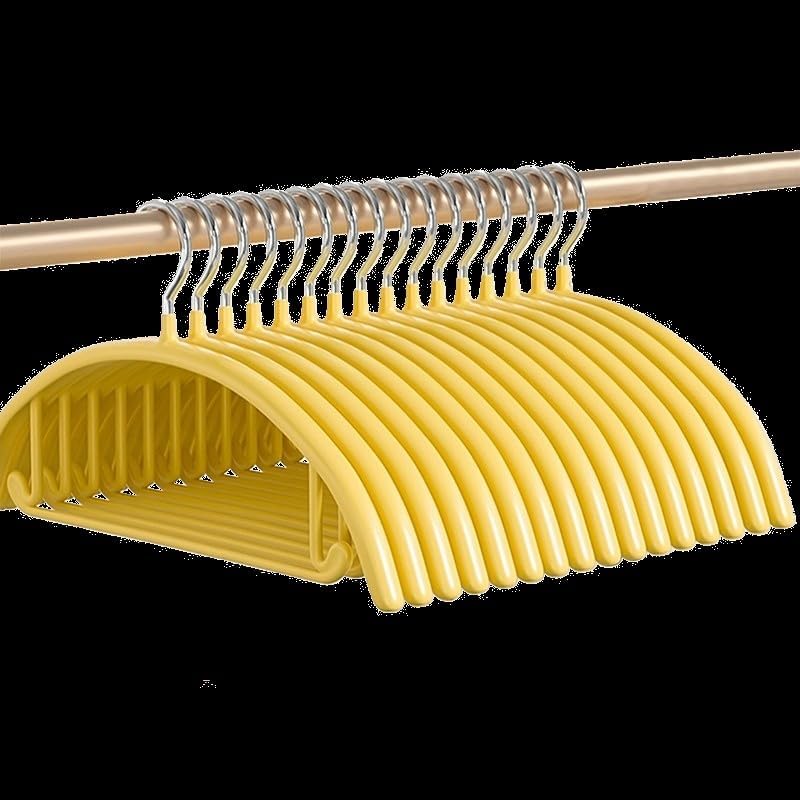 Semi-Round Coat Hanger Seamless Storage Thick Clothes Brace Non-Slip Stainless Steel Hanging Adult for Coats, Jackets,Suits(Yellow,10Pcs)