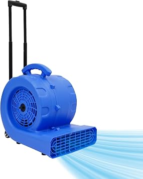 1HP Air Mover Carpet Dryer Floor Fan Cooling Fan, 4000+ CFM Air Mover Blower Fan Floor Drying Fan with Telescopic Handle & Casters for Water Damage Restoration, Janitorial, Plumbing, Home