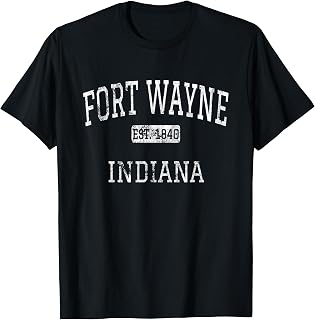 Fort Wayne Indiana Vintage Black Small Classic Fit Crew Neck Short Sleeve T-Shirt