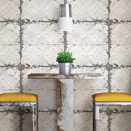 Nuwallpaper Vintage Tin Tile Peel & Stick Wallpaper #TOP2
