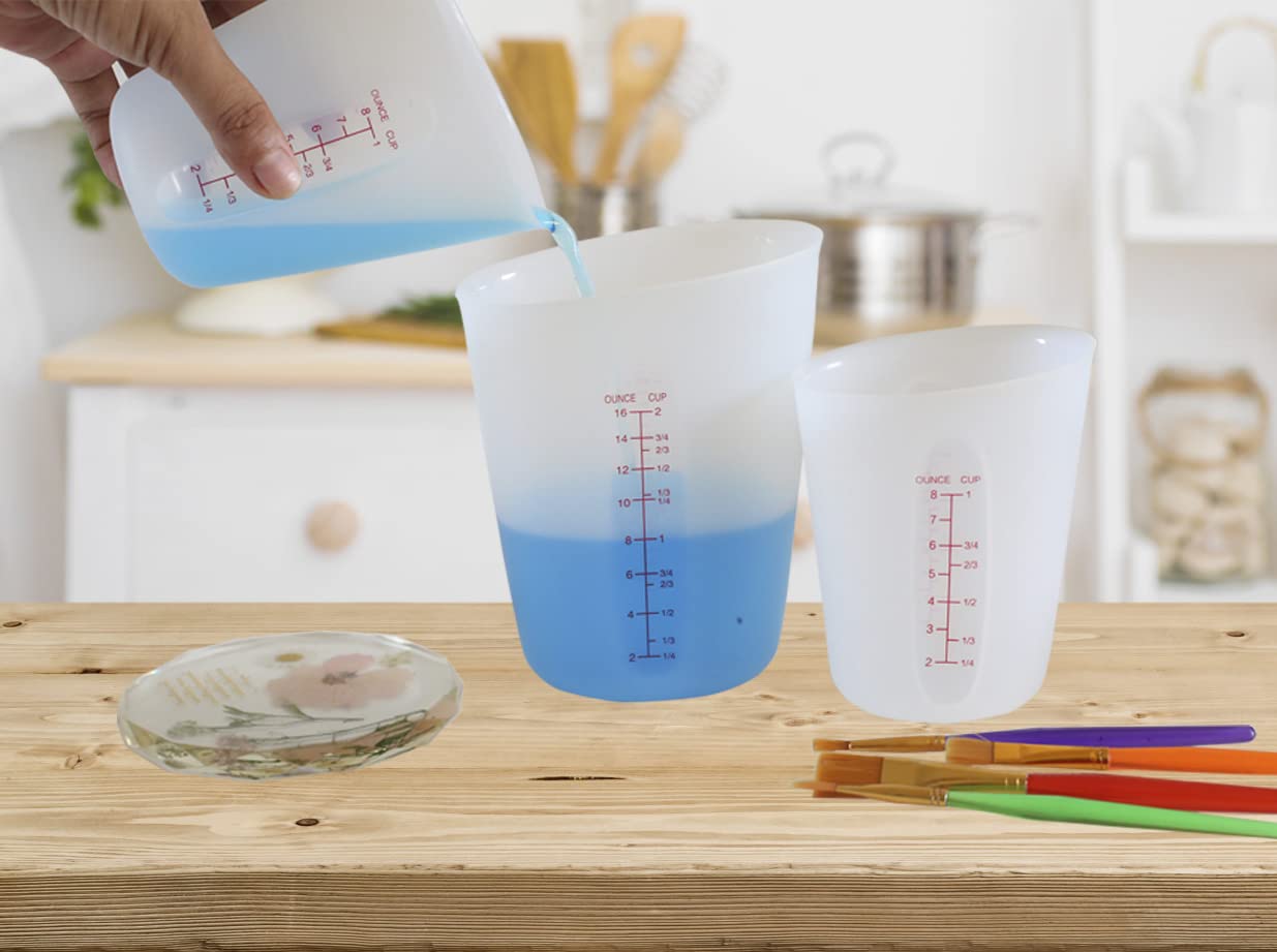 Ewwtrey 2 Pezzi Misurini In Silicone, Misurino In Silicone Da 250 / 500ml Con Scala Trasparente, Misuratori