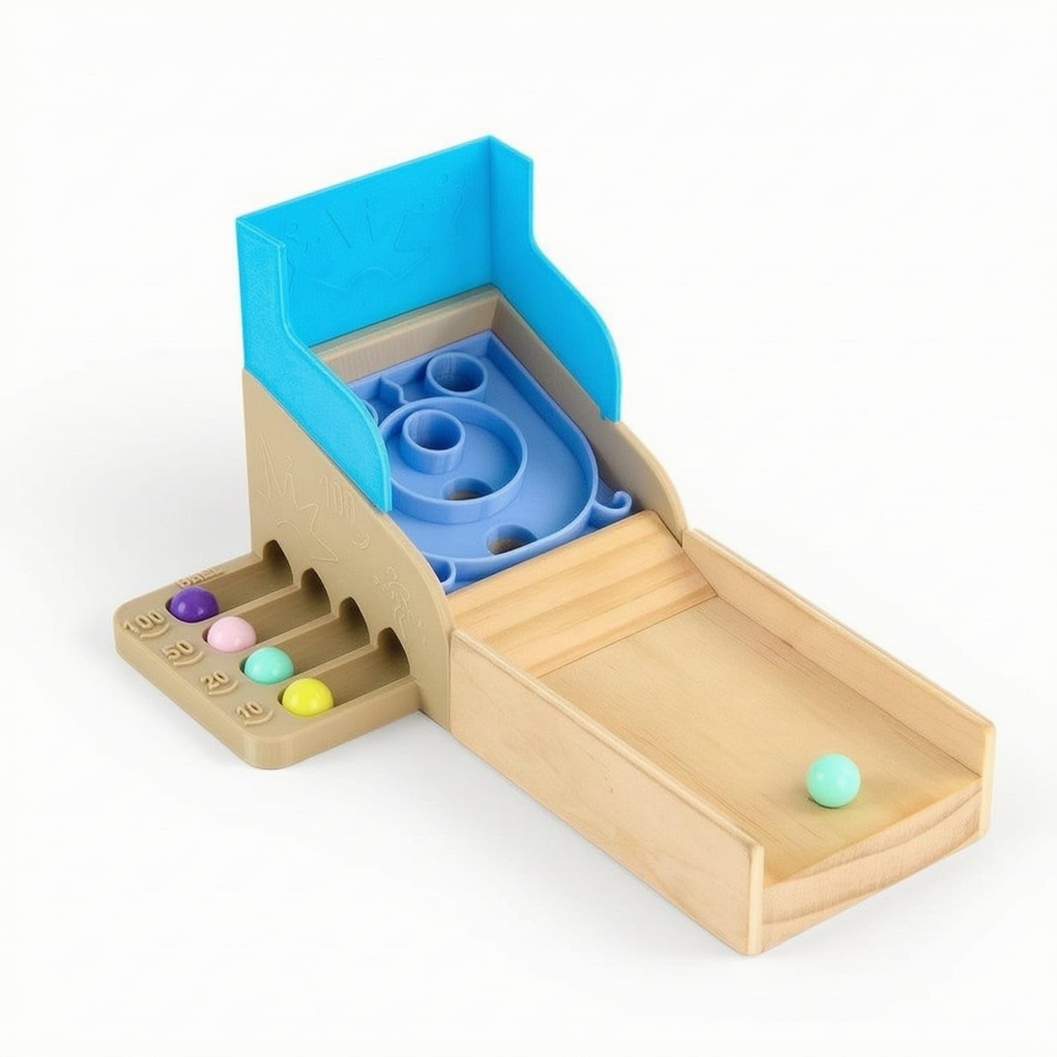 Detachable Wooden Marble Toy with Launch Ramp Compact Tabletop Arcade Toy Safe Marble Run Set Compatible for Children, Toddlers, Playroom, Classroom, Marble Arena 035-image-4