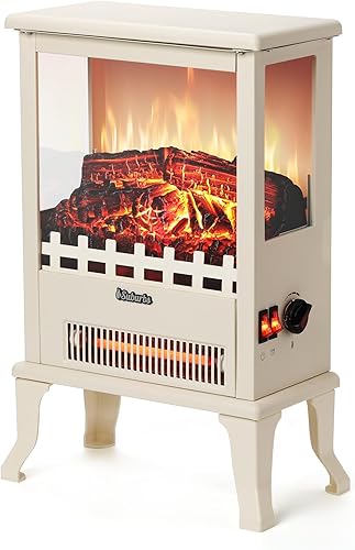 Chimenea eléctrica infrarroja de 19 pulgadas y 1,500 W, vista de 3 lados, llama realista, protección contra sobrecalentamiento, certificado CSA,