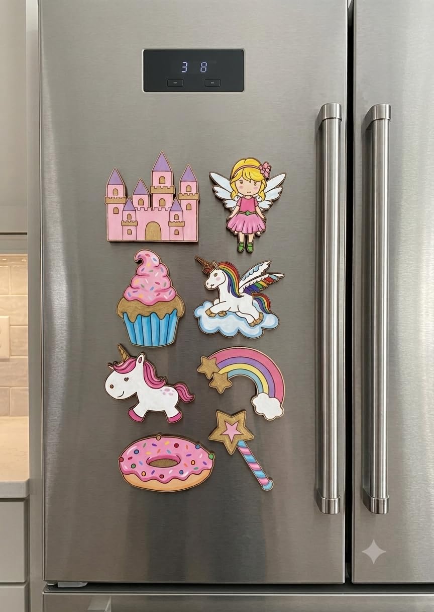 ImagiVibe Fairy Princess Unicorn DIY Fridge Magnet Painting Kit for Kids 4+ 4