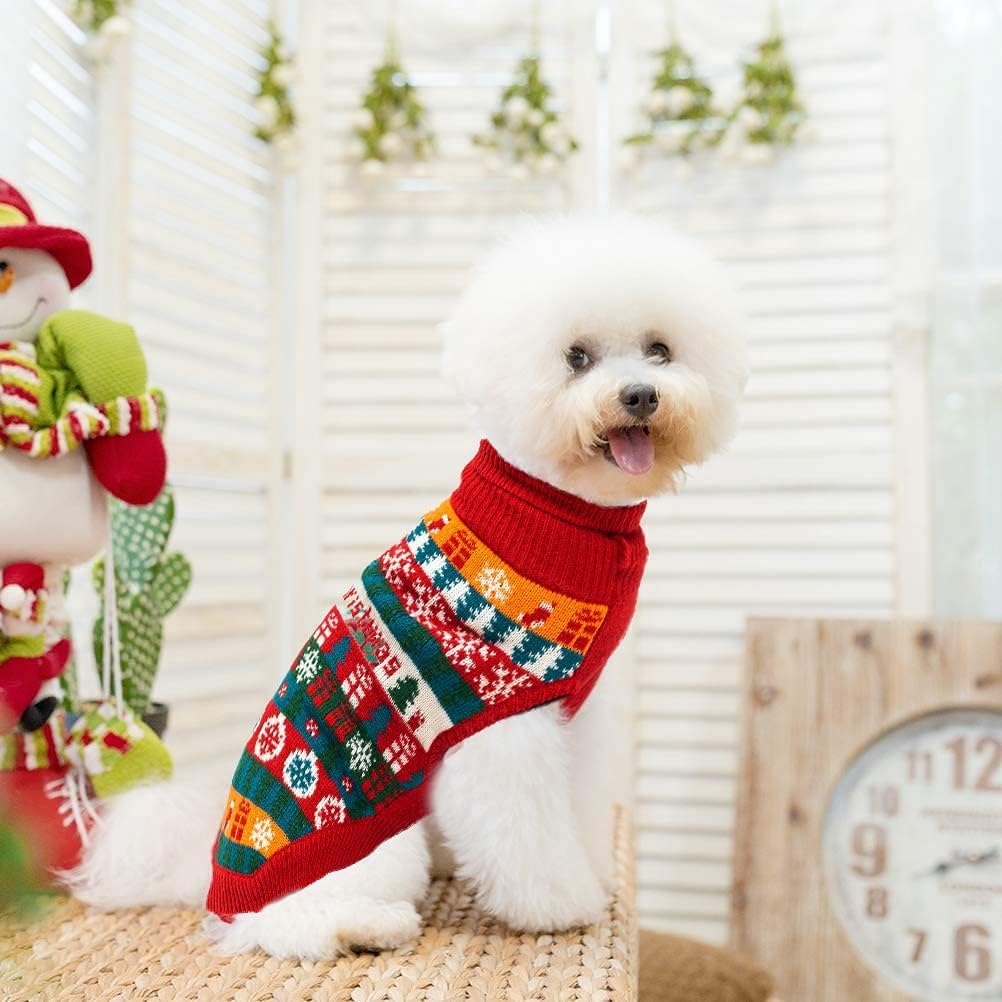 Fiyade Dog Sweater Christmas Jumper, Xmas Coat for Dogs Cat Soft Knitwear Pullover Winter Dog Coat - Image 3