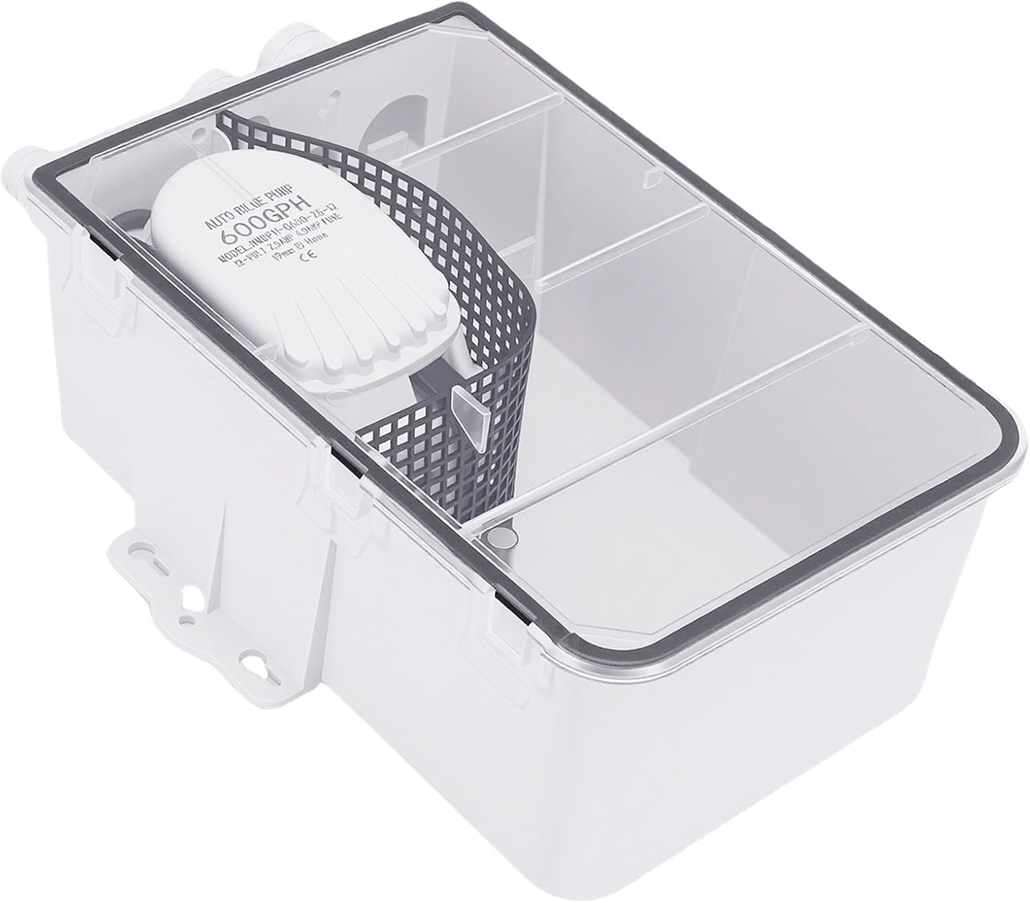 Shower Sump Pump for Boat Marine RV, 12V 600GPH Multi Port Shower Sump Pump System for RVs, Small Drain System Kit with Multiple Inlet Ports and Automatic Switch