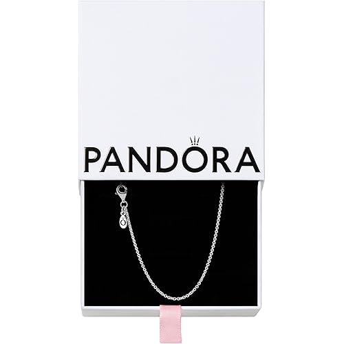 Pandora Classic Cable Chain Necklace - Thin Necklace Chain with Lobster Clasp - Great Gift for Women - Sterling Silver Adjustable Chain Necklace - Comes with Gift Box - 17.7"