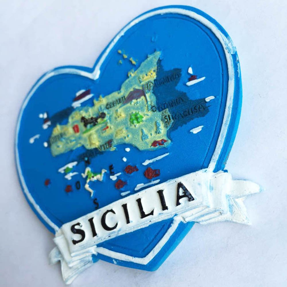 Sicilia Italia Resina 3D Forte Magnete Frigo Souvenir Regalo Turistico Magnete Cinese Fatto A Mano Artigianale (ovale