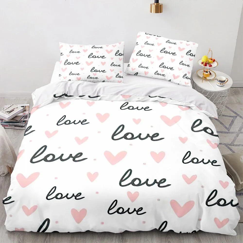 Housse de couette rose amour graffiti pour apporter une touche de tendresse et de joie au lit