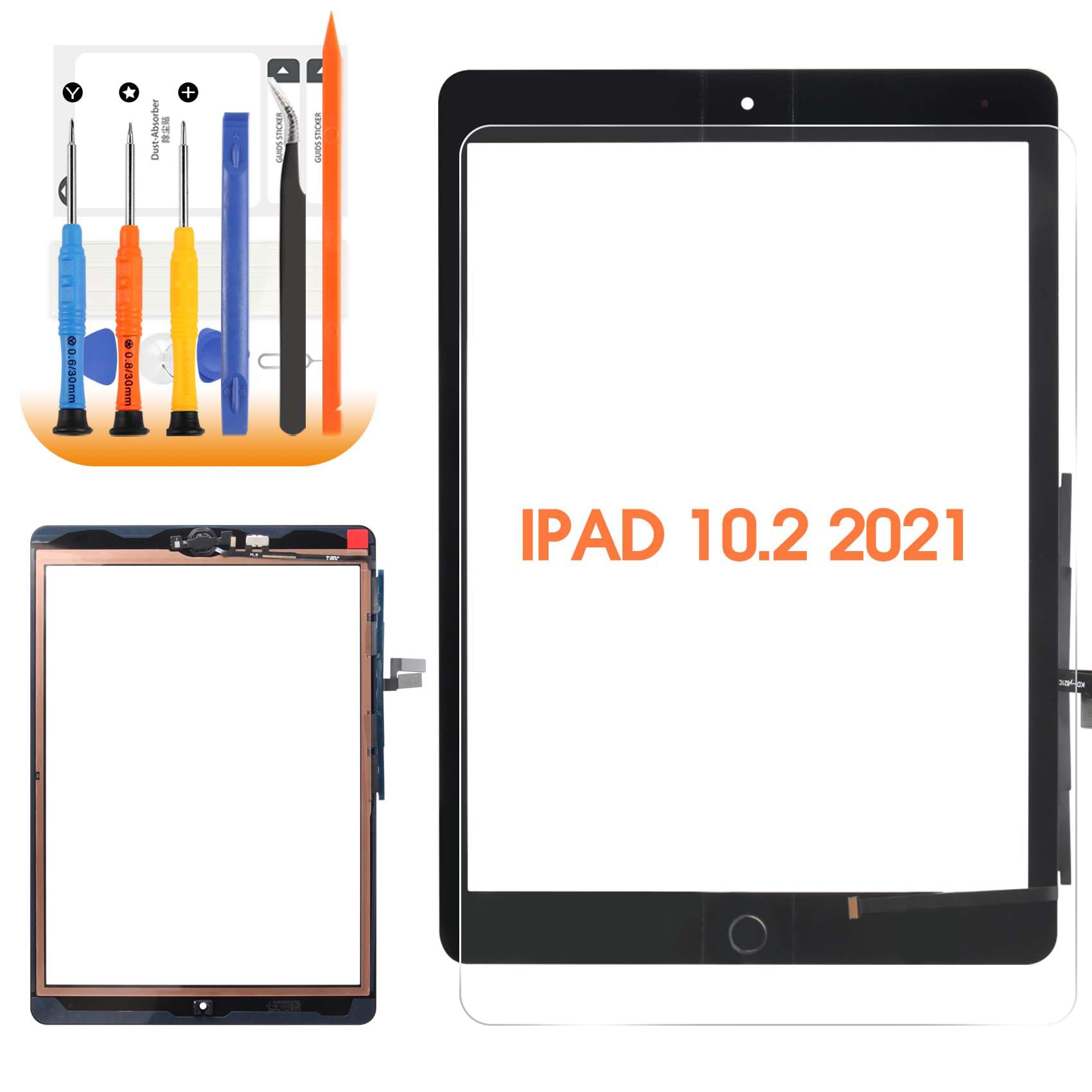 for iPad 9th(Gen) Screen Replacement Touch Screen for iPad 2021 10.2 for iPad 9 Digitizer Replacement A2604 A2603 A2602 Screen Glass Sensor Black+Home Button+Installation Video