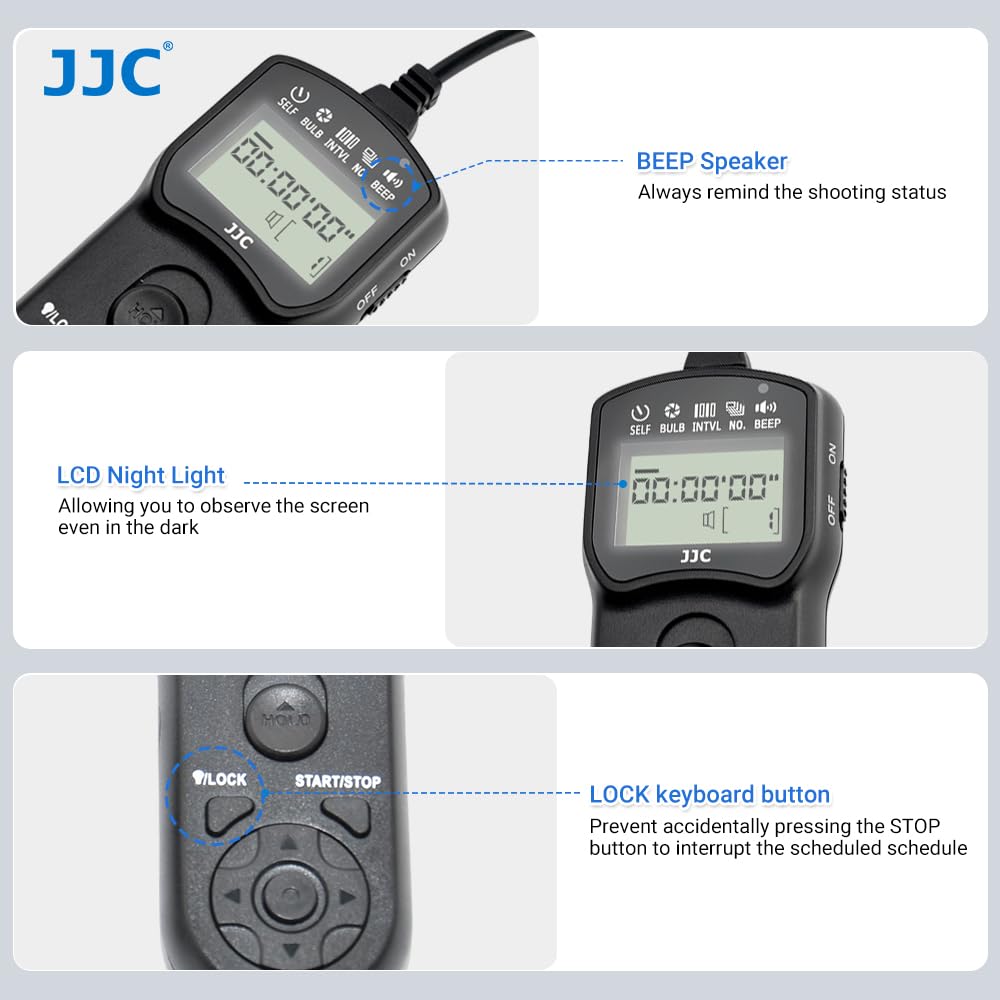 JJC Multifunctionele Timer Afstandsbediening met Statiefhouder Klem