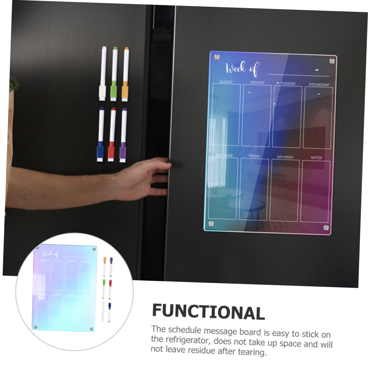 DOITOOL 1 Satz Notepad Pen -Set Magnet Planen Sie das Whiteboard planen wöchentlich monatlich Zeitplan kühlschrank weiße Tafel aus Acryl Acrylplatte für die Wand