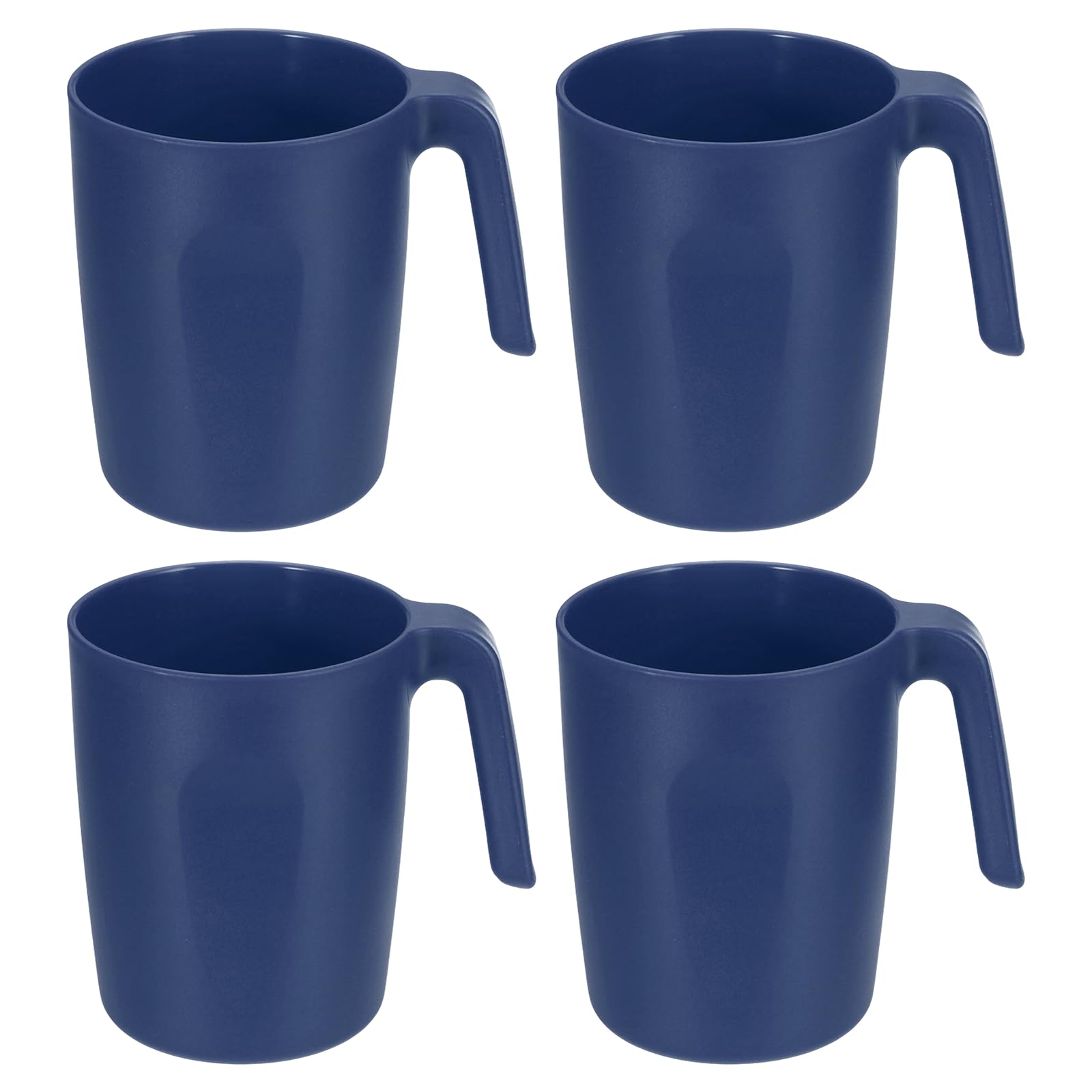 sourcing map Set of 4 450ml Plastic Coffee Mugs, Unbreakable Coffee Mugs, Reusable Microwave Dishwasher Safe Drinking Cups with Handle for Tea Milk Juice Kitchen Camping, Dark Blue