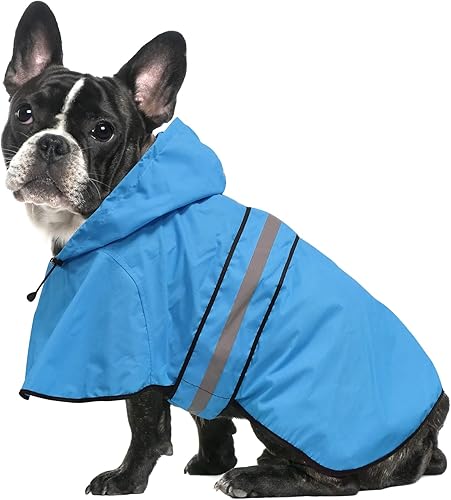 Impermeable reflectante para perros  Chaqueta de lluvia ajustable para cachorros, impermeable ligero con capucha para perro, poncho para perros y