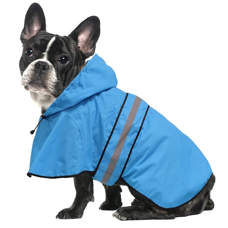 Capa de Chuva para Cães Ezierfy Impermeável e Refletiva de Poliéster, Small, Blue